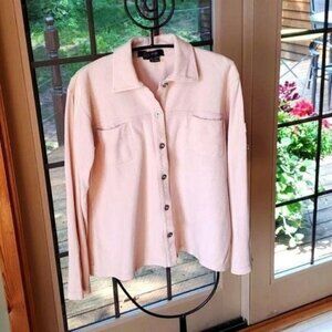 Mitsu Womens Peach 100% Cotton Button Down Shirt and Wide Leg Pants Set Size M